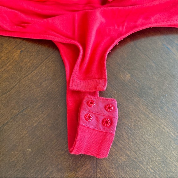 New York and Company | Eva Mendes Red Satin Bodysuit - Picture 8 of 9